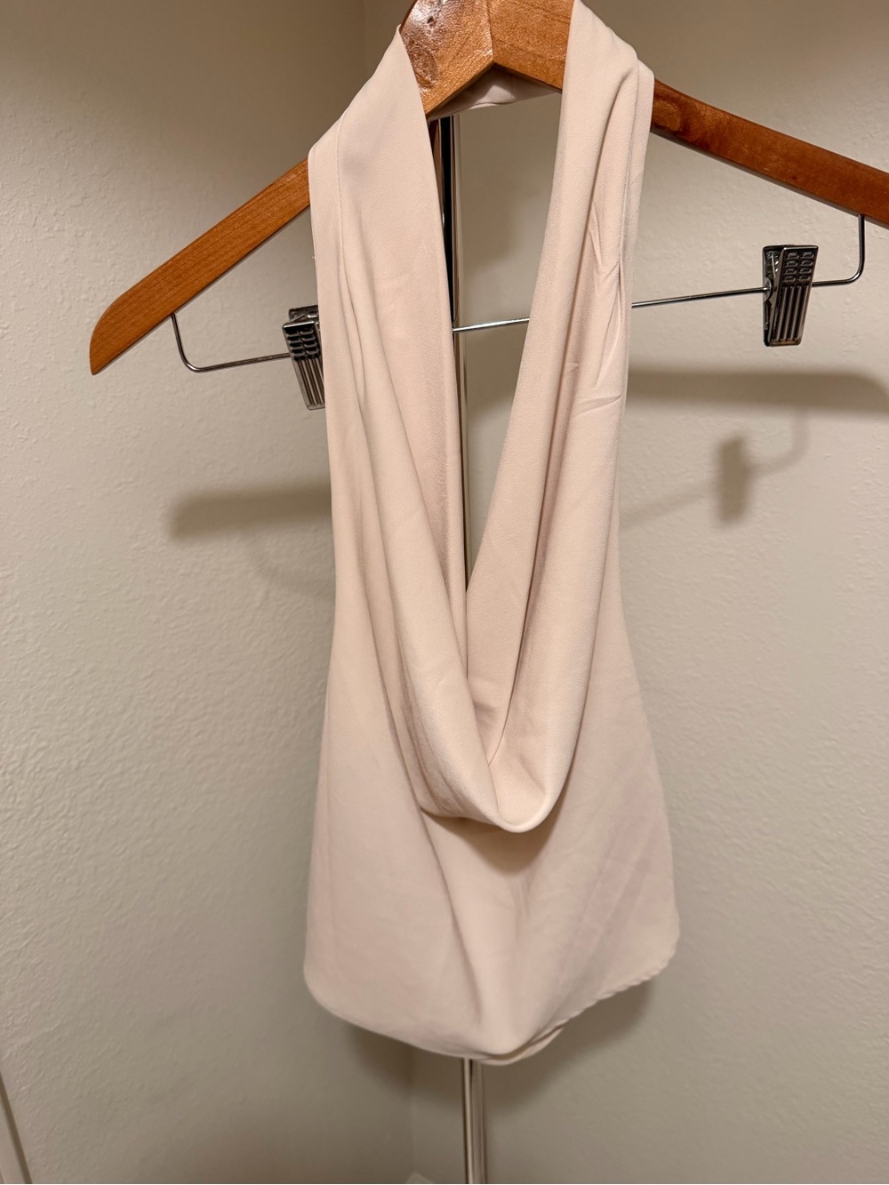 Zara Soft Drape Halter Cowl Neck Top - Cream